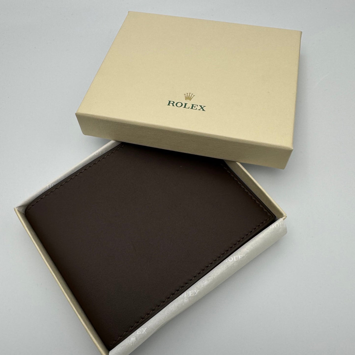Rolex Dark Brown Leather Wallet