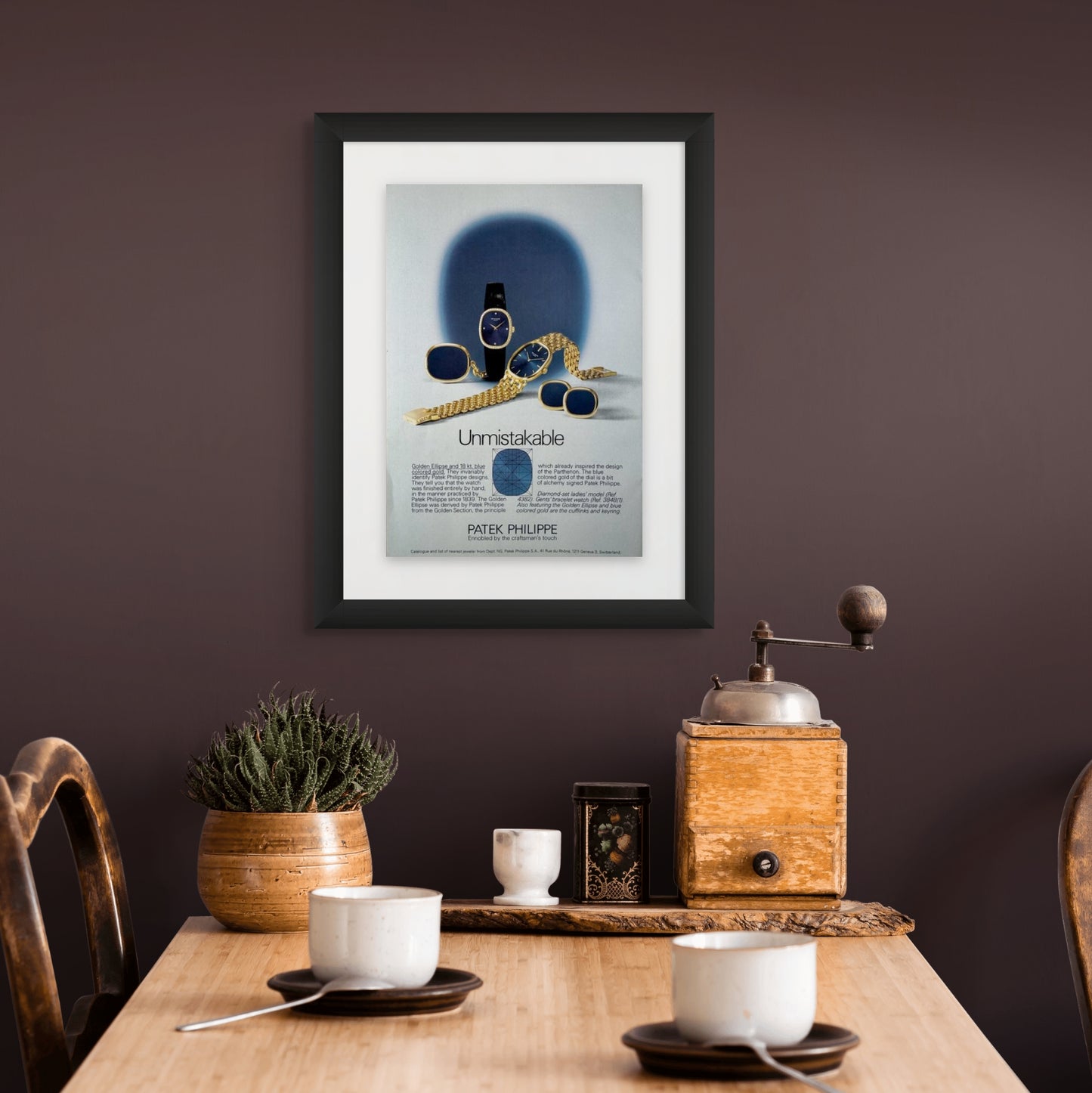 Original 1970s Framed Patek Phillipe Advertisement