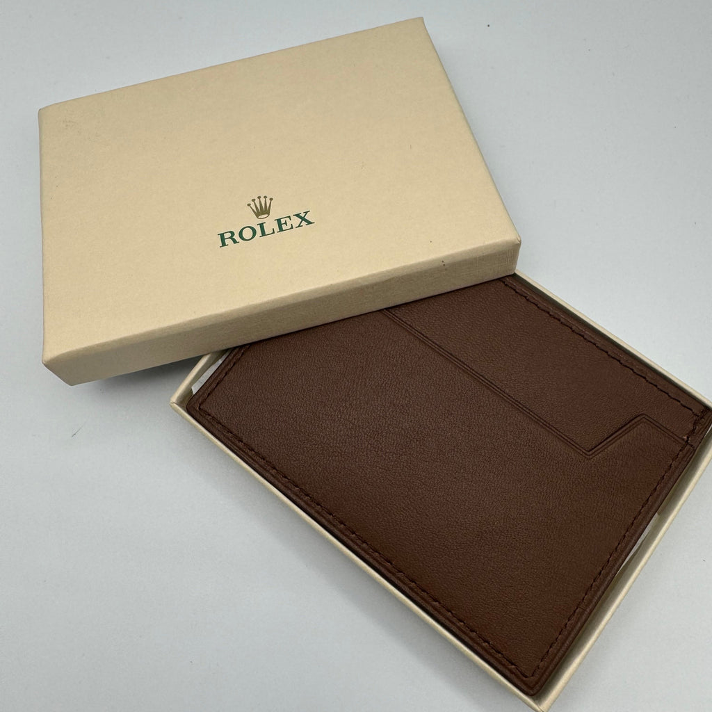 Rolex Brown Leather Credit Card Wallet/Holder