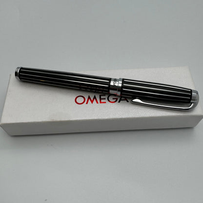 Omega Ball Point Pen Black & Silver Boxed