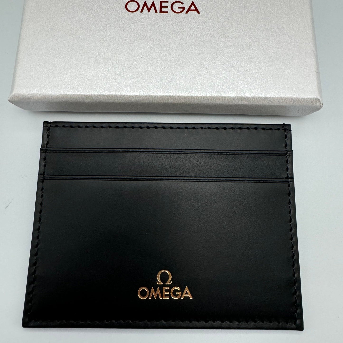 Omega Black Leather Credit Card Wallet