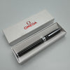 Omega Ball Point Pen Black & Silver Boxed