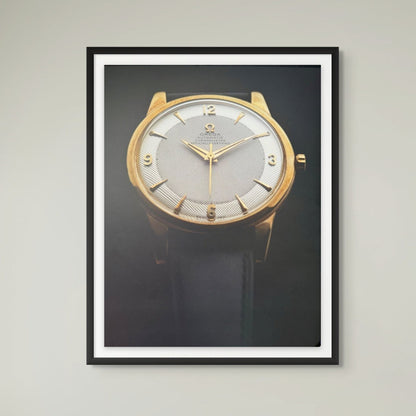 Original Framed Omega Artwork Print featuring a 1954 Seamaster