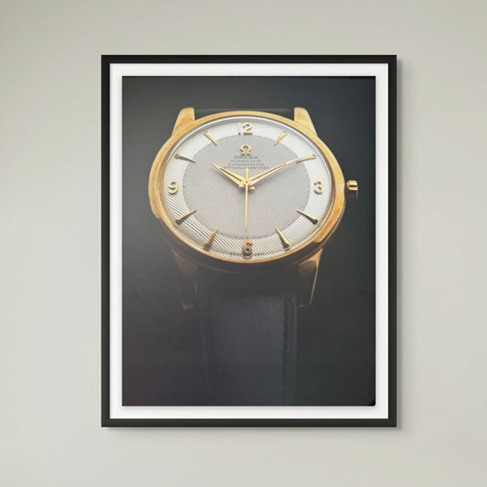 Original Framed Omega Artwork Print featuring a 1954 Seamaster