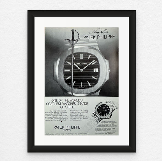 Original 1970s Framed Patek Phillipe Nautilus Advertisement